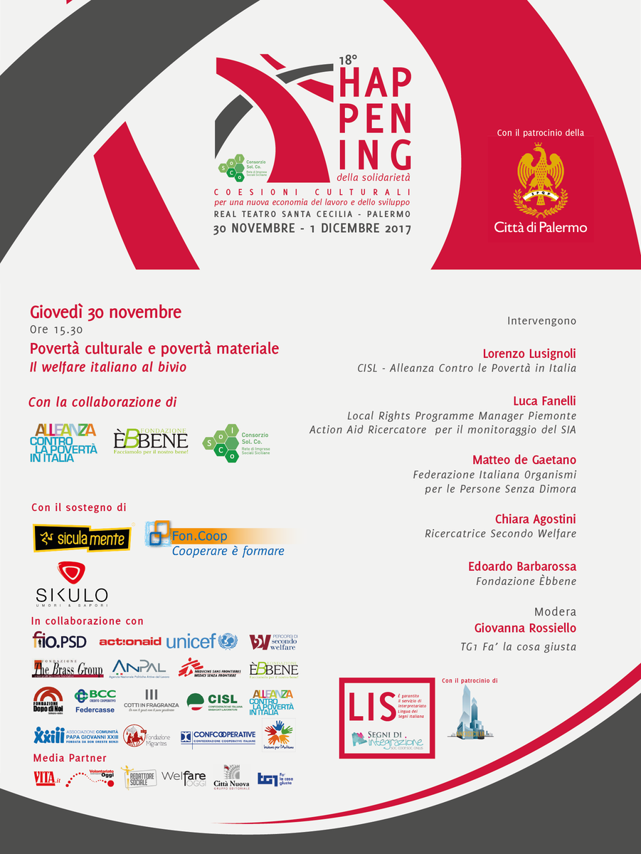 consorzio_solco's tweet photo. HAPPENING 2017 - IL #PROGRAMMA
SESSIONE 2 ➡️ https://t.co/mH37fNmcde @Fondazionebbene #ReteSolCo #CoesioniCulturali #HdS2017
Giovedì 30 (dalle 15:30), si parla di "POVERTÀ CULTURALE E POVERTÀ MATERIALE - Il #welfare italiano al bivio". Modera il dibattito @grossiello, @RaiUno https://t.co/TGQQfEzo8l