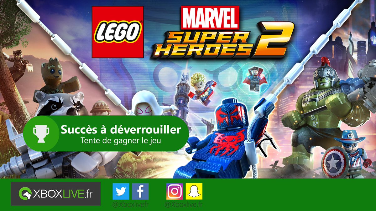 Xboxlivefr's tweet photo. 🎁#CONCOURS🎁 RT &amp; Follow pour tenter de gagner #LEGOMarvelSuperHeroes2 sur #XboxOne - TAS 29/11 - Toutes les infos ici : https://t.co/OV3vB1e22E https://t.co/iPMJVC7Ilp