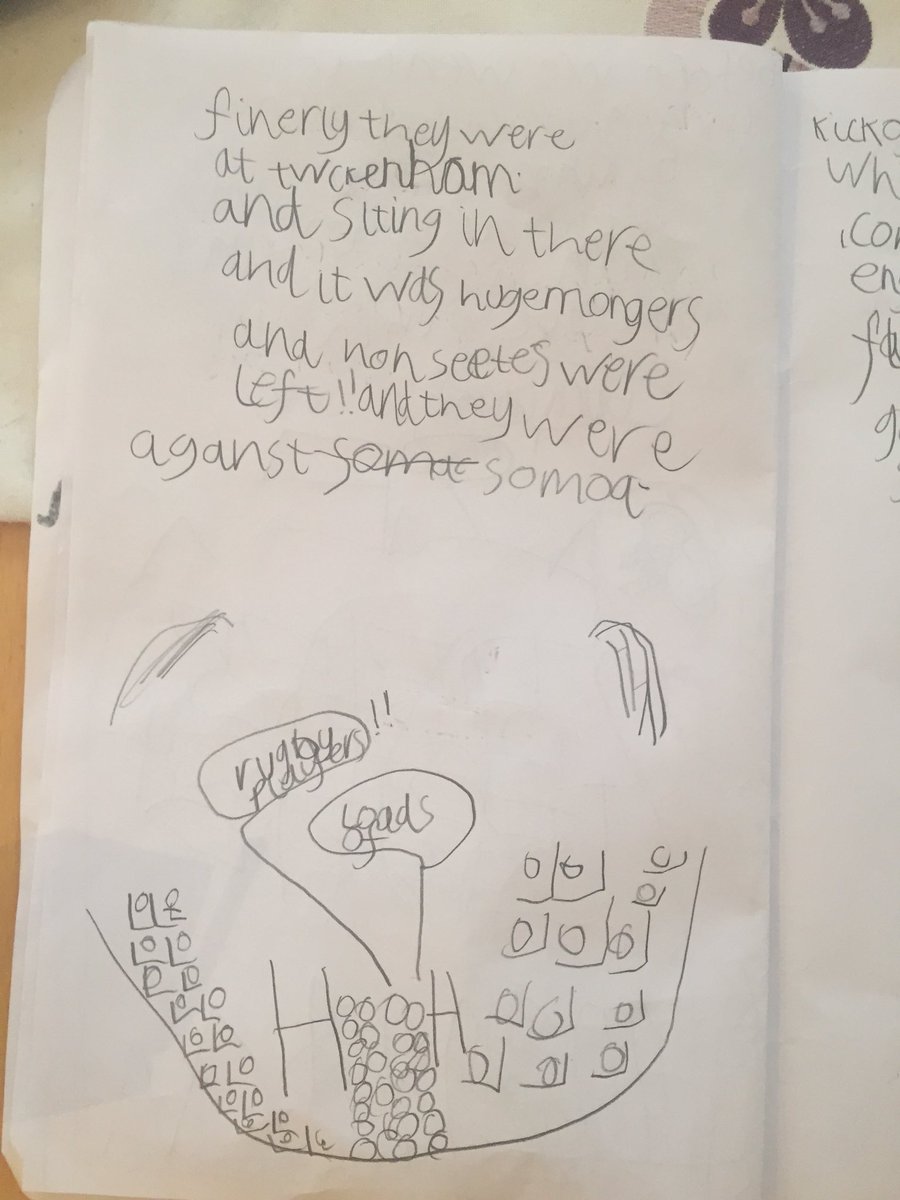 chrisjprice67's tweet photo. 2 - A 6 year olds story about his first visit to #twickenham #engvsamoa to see his hero @mikebrown_15 @maroitoje You canโt buy this. #beautiful @EnglandRugby @OMWealthUK @WillGreenwood @Nigelrefowens https://t.co/GVYz01JiNv
