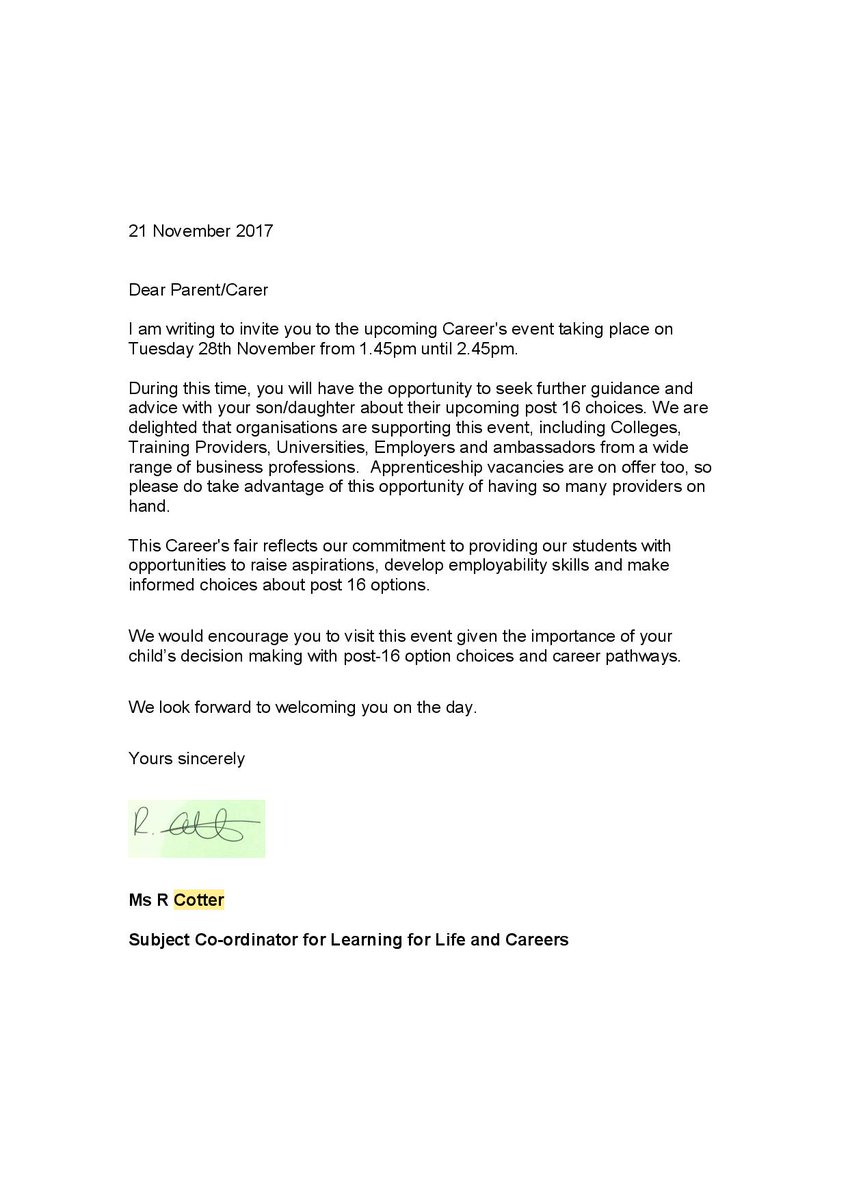 Ridgeway High School auf Twitter: "A letter for Year 30 parents