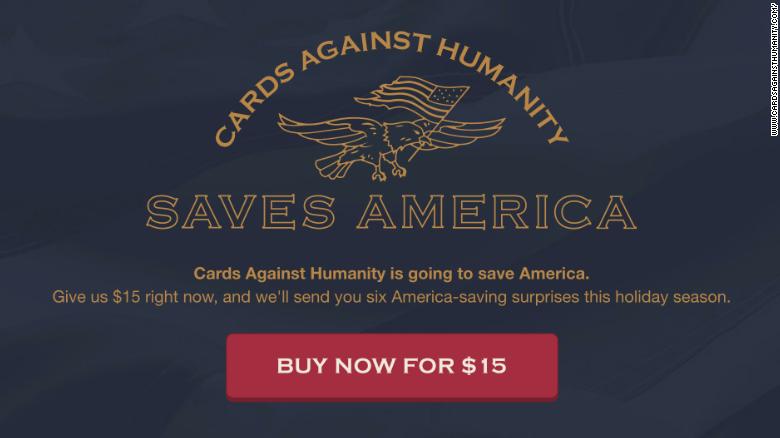 CNN's tweet photo. Cards Against Humanity, a card game company known for its attention-seeking pranks, says it bought land on the US-Mexico border to block President Trump from building his wall https://t.co/usZQNvMQgE https://t.co/ixyZNsM9o6