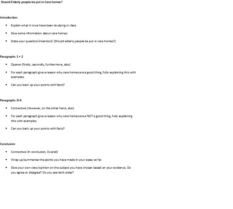 ArbAcadLang_Com's tweet image. Miss Brough&apos;s S1 Classes - your discursive essay on Care Homes is due to be completed for 4/12/17 along with your research on your older relative! Here is a copy of your essay plan.