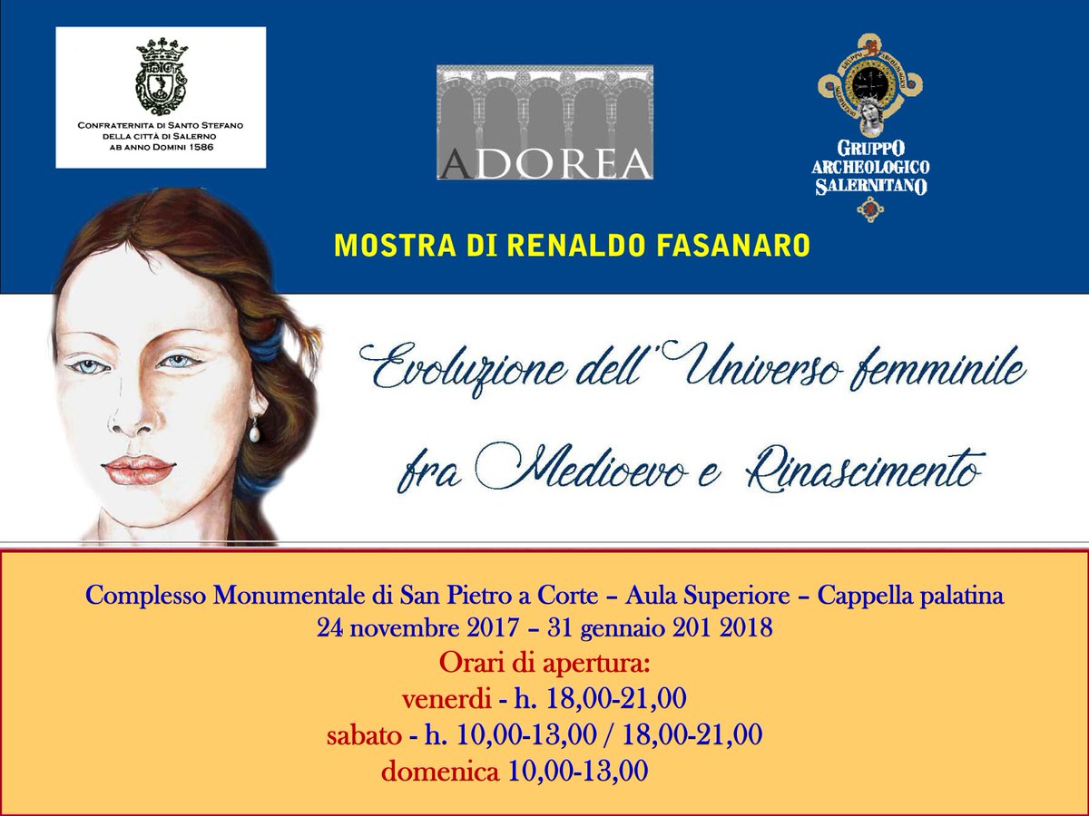 Titan_Felice's tweet photo. Complesso Monumentale di San Pietro a Corte - Aula del trono - Chiesa di San Pietro a Corte
24 novembre 2017 - 31 gennaio 2018
venerdì 18.00-21.00
sabato 10.00-13.00 / 18.00-21.00
domenica 10.00-13.00
Ingresso gratuito https://t.co/Z31p6zgsKQ