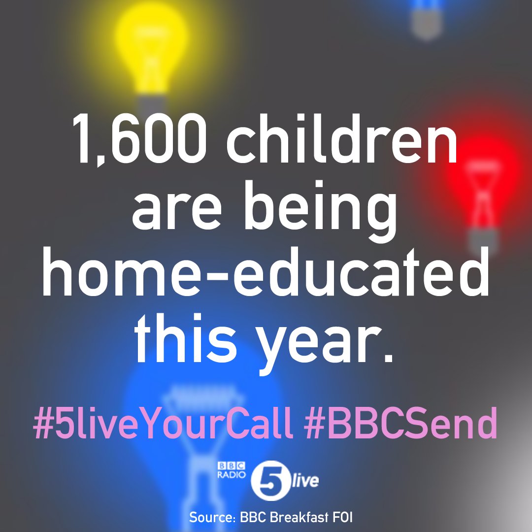 #5liveYourCall: #BBCsend has learned there’s been an increase in the number of children with Special Educational Needs who are being home-educated.

Our Education Editor <a href="/branwenjeffreys/">branwen jeffreys</a> has more with <a href="/rachelburden/">Rachel Burden</a>.
