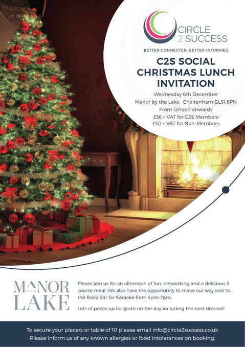 C2SEvents's tweet photo. Only 10 days to go until the @Circle2Success #Christmaslunch at @ManorbytheLake πΎ if you haven't booked your places yet you can do so by clicking here: https://t.co/szqG024mmp
And don't forget to let us know your entries for #namethepig π· https://t.co/laGxa9x4Z0