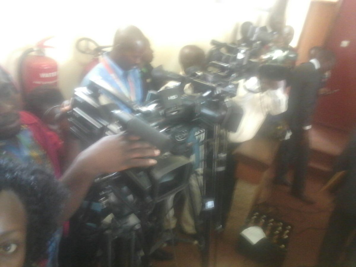 Court full as three #KCBHeist suspects are arraigned at the Thika Law Courts over Sh50m theft.