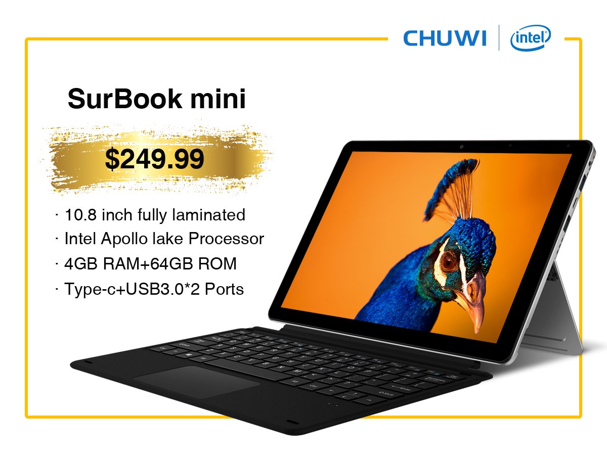 Chuwi_Japan's tweet photo. #Chuwi #SurbookMini #BlackFriday
Surbookのサイズよりデザインのほうが好きなら、より柔軟なサイズを持っているSurbook miniは最適で、10.8インチで、同じな強力な機能を備えています。
Gearbestで今たったの$249.99！今すぐチェック：https://t.co/VVS0eRxi8E https://t.co/uGoaGqrESb