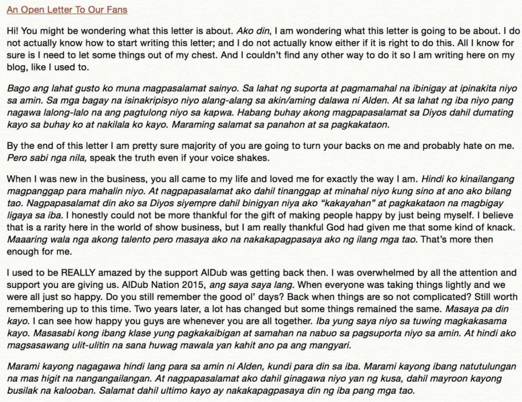 AldubOTP's tweet photo. Maine’s Open Letter https://t.co/80nbp9Jnw2 https://t.co/J5R8rztjKI