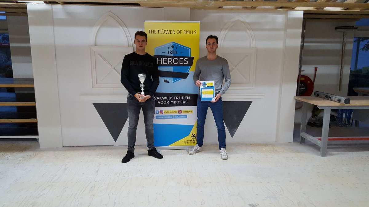 Studenten Ken van der Heijden en Lars Frederik kwalificeerden zich afgelopen zaterdag tijdens de #vakwedstrijd voor #stukadoors voor de #NK in #Zwolle! #skillsheroes #mbo