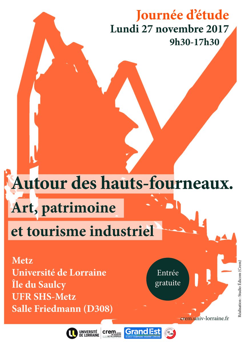 Crem_UL's tweet photo. Aujourd'hui à #Metz, journée d'étude "Autour des hauts fourneaux. #Art, #patrimoine et #tourisme industriel"
https://t.co/8BrbMQjmaa
@LP_CPON @regiongrandest #acier #PatrimoineIndustriel #TourismeIndustriel #MadeInFrance #siderurgie #Industrie #commterr #uckange https://t.co/TWgLyYHQLi
