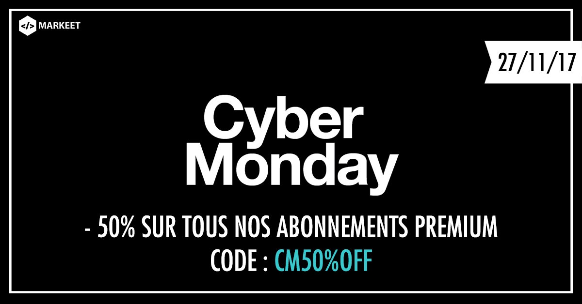 MarkeetApp's tweet photo. [Flash] #CyberMonday : jusqu'à ce soir minuit, profitez de 50% de réduction pour tout nouvel abonnement premium à Markeet (ou passage freemium > premium) avec le code : CM50%OFF
Et toujours 14 jours d'essai gratuit ! Profitez-en vite 👇🏼 https://t.co/derrqA8ozz https://t.co/fmQg0uLvqI
