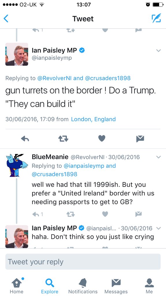 Kelly4Law's tweet photo. @NicholasTyrone @PeterKGeoghegan @Lynots @KateHoeyMP Ian Paisley "joked" about these issues last June👇I have been waiting for this issue to become a crisis since before Brexit. #Noreturntothepast https://t.co/xh4Jk64B5j