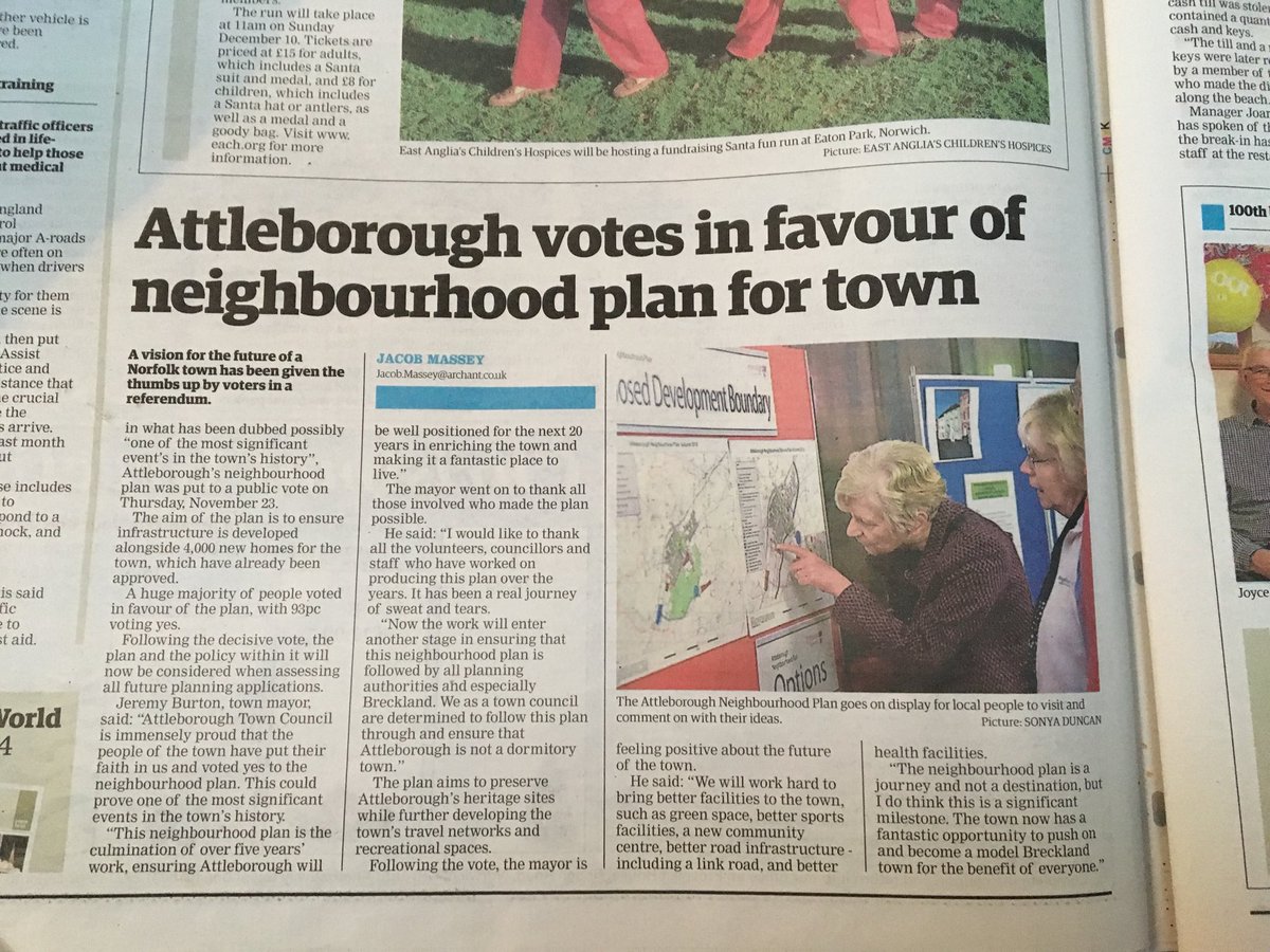 AttleboroughIM's tweet photo. The result of the Neighbourhood Plan referendum in the @EDP24 today #wedidit 🎉 https://t.co/uvwXqfCYww