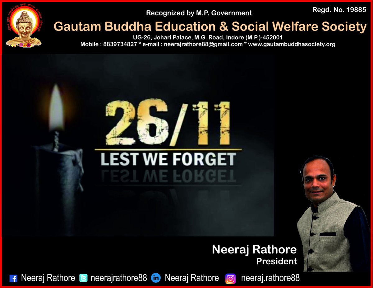 neerajrathore88's tweet photo. We remember all the victims of 26/11 #mumbaiattacks .Love to their families and friends who lost so much to hatred and violence. #RememberNeverForget #26November #prayers for all #MumbaiAttacks https://t.co/FHSTjiFTDX