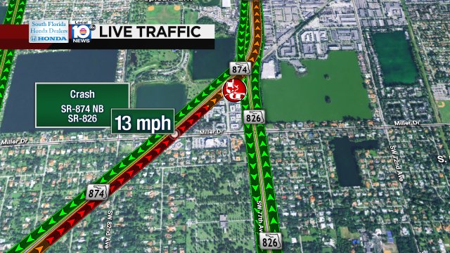 Crash on SR-874 NB approaching SR-826 #traffic https://t.co/DDVt3yerjS