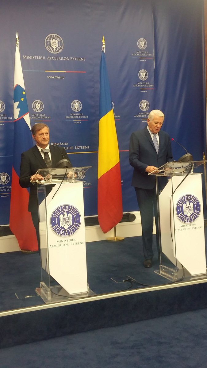 MZEZ_RS's tweet photo. FM #Erjavec: I'm glad to be on an official visit 2 #Romania today 2 discuss bilateral ties, economic cooperation, #WesternBalkans, #EaP &amp; Future of EU W/ my colleague&amp;friend #Melescanu @MAERomania @teodormelescanu https://t.co/NxJCdHiE0y
