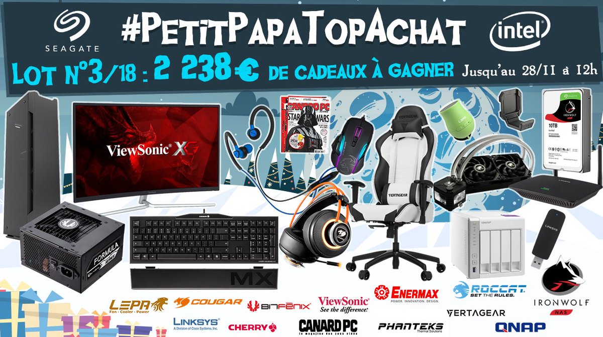 TopAchat's tweet image. Concours 🎁 #PetitPapaTopAchat 💙

Le #Lot3 d'une valeur de 2 238 € débarque ! 

Pour participer, #RT + Follow @TopAchat ! 🍀