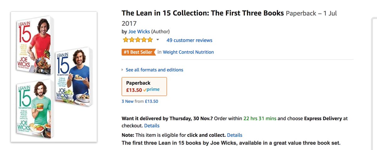 MustNotClick's tweet image. Any Joe Wicks fans?
Get the first 3 books from the #LeanIn15 collection for just £13.50, SAVING £35!
🍽️📖
#CyberMonday #CyberMonday2017 #CyberMondaydeals 
amzn.to/2i9l0HR