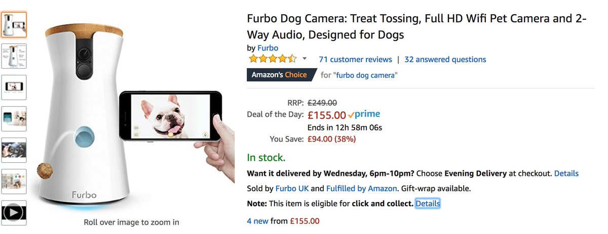 MustNotClick's tweet image. One for the animal lovers who also like a bit of tech...
Almost £100 off of the Furbo Dog Camera today only!
🐶🐱
#CyberMonday #CyberMonday2017 #CyberMondaydeals 
amzn.to/2iU6Ffh