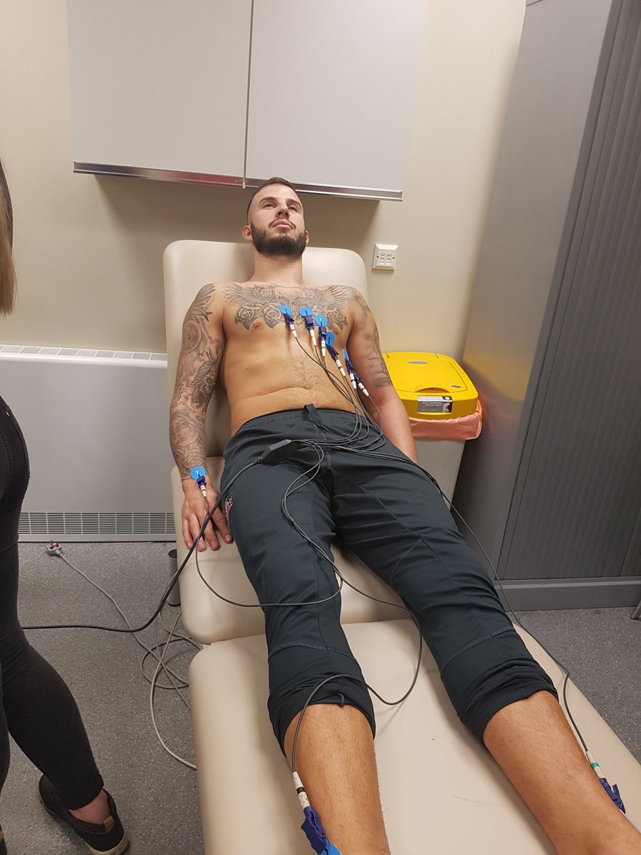 LeighLeopardsRL's tweet photo. We are grateful to @johnsomauroo and @LJMUSportSci for your help with the heart screening of the players today. #HeartHealth @crooksie13 looks like he’s really enjoying himself! https://t.co/N9Mbjv6tI9