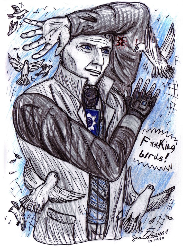 SeaCat2401's tweet image. I just had two free hours to draw... x))) And I finished #Observer last night.
This is way uncomfortable when doves fly right into your face.
#ObserverGame