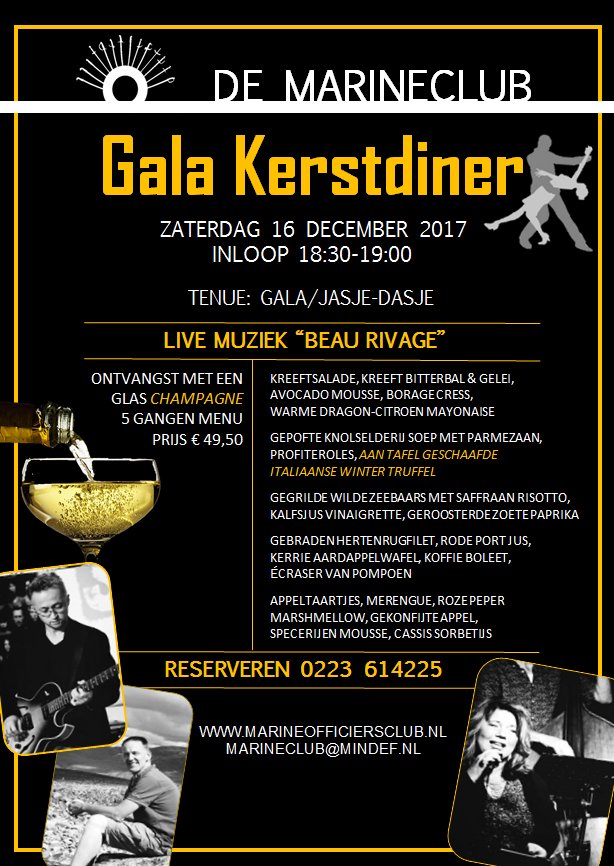 DeMarineclub's tweet photo. Reserveer nu voor 't #GalaKerstdiner op zat. 16 december. Wij ontvangen u met een glas #champagne, aansluitend een feestelijk #5gangenmenu met aan tafel geschaafde #truffel. Er is een mogelijkheid om te #dansen. #Liveband "Beau Rivage". #Reserveer nu via marineclub@mindef.nl https://t.co/fHsHpTzSTf