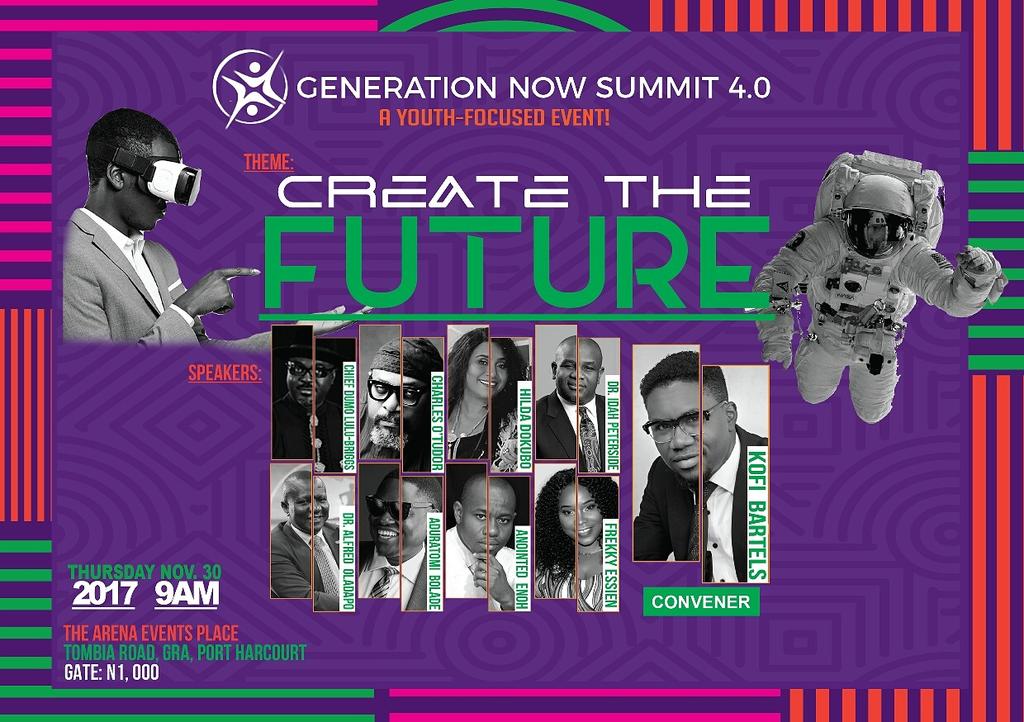 GenerationNOWng's tweet photo. We have a seasoned faculty of speakers set to take you to the next level at Generation Now Summit 2017. See you on Thursday, 9am at The Arena, Tombia Rd, GRA, Port Harcourt! 

Access: N1,000 

Pay via https://t.co/KkdYUDPqaT 

Or at the venue. https://t.co/WelcyVbK39