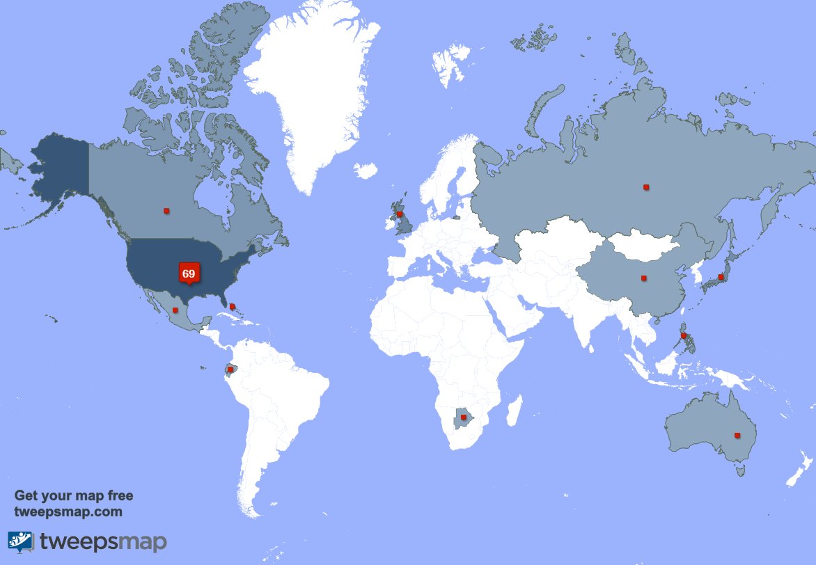 My followers are in USA(68%), UK.(7%)... Get your map too: tweepsmap.com/!DCBlackRanger