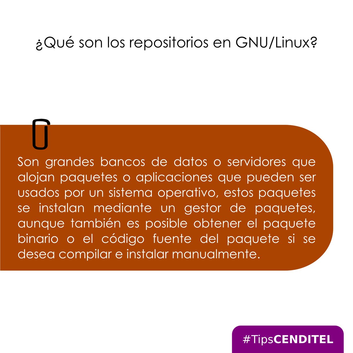 CENDITEL's tweet photo. 📌 #TipsCenditel | ¿Qué son los repositorios en GNU/Linux? https://t.co/MLGEdgys6x