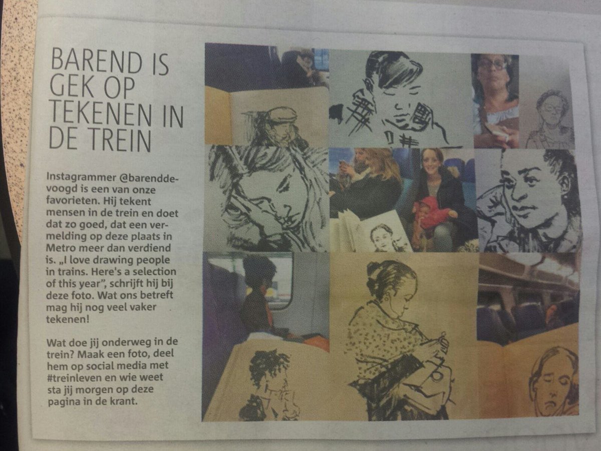 Haha! Ik het de <a href="/Metro/">Metro</a> gehaald met mijn treinschetsen!