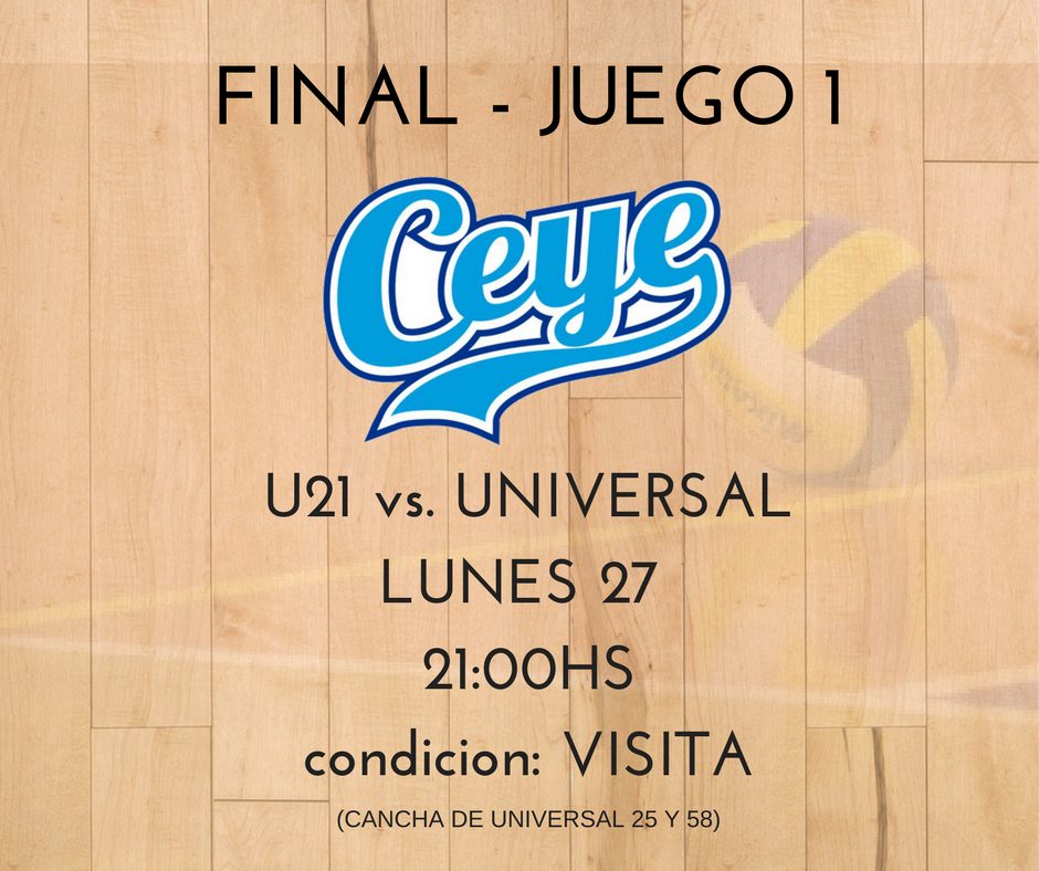 COMEINZA LA FINAL DE VOLEY !!!
hoy las chicas de la sub21 del club, disputaran el primer partido de la final vs. Universal, en condición de visitante..
#vamosCEYE