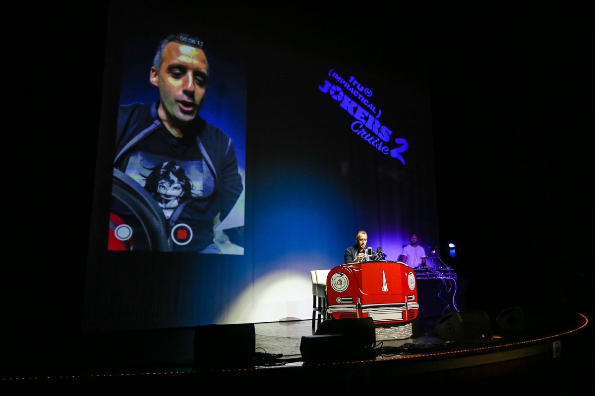 Joe_Gatto's tweet photo. Here's #TrafficCam LIVE from the @jokerscruise. The "Car Radio" provided by my boy @djGERACE who crushed it. It was so much fun, hope to do it again sometime. NOTE: there was some technical diff with the screen at points, but we pushed on. 
Watch it here: https://t.co/1EmsmeE6j2 https://t.co/PBWOMrlpQI