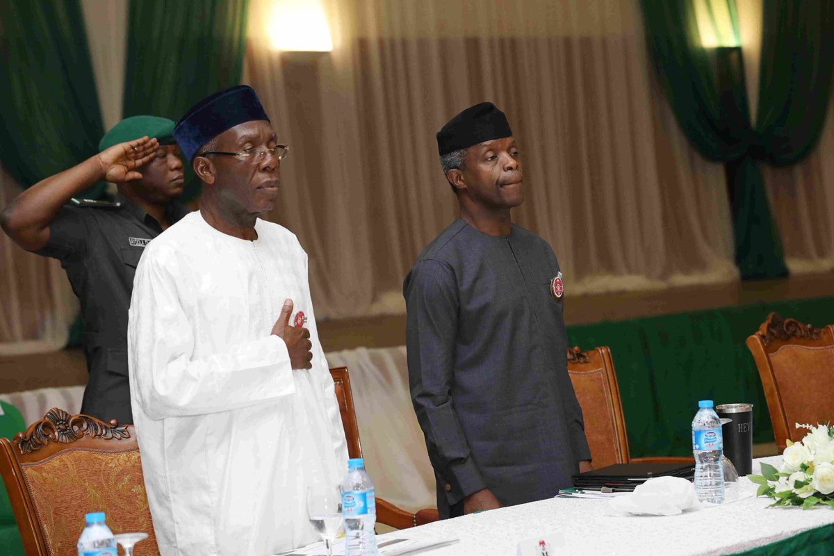 NGRPresident's tweet photo. Earlier today Vice President @ProfOsinbajo presided over the 6th Presidential Quarterly Business Forum (PQBF) at the State House. This edition's focus was on Agriculture.

Follow #PQBForum to see updates from previous editions 

#AsoVillaToday https://t.co/EW01GephYo