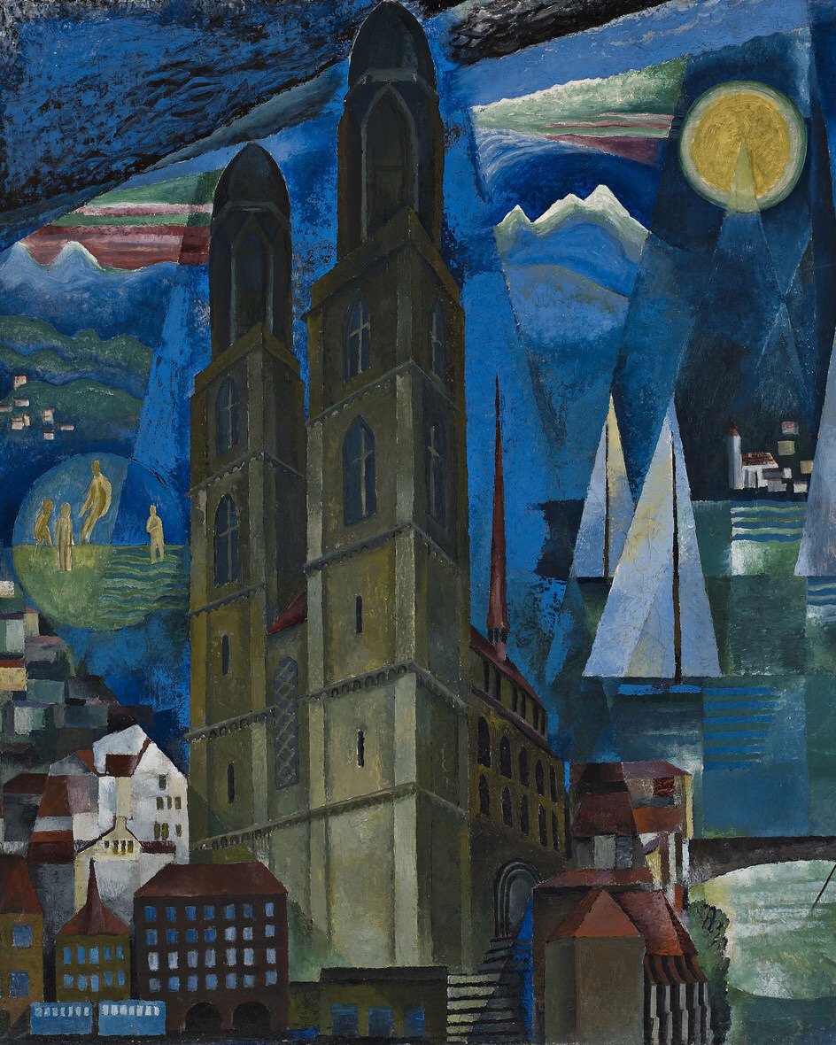 MenschOhneMusil's tweet photo. Otto #Morach (Swiss, 1887-1973), Das Grossmünster in Zürich I, 1925. https://t.co/pKQVmWwt7s