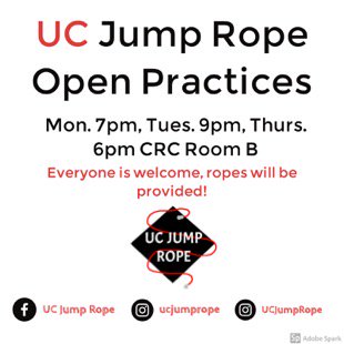 Open practices this week! Take a break from homework and studying with a little bit of exercise!