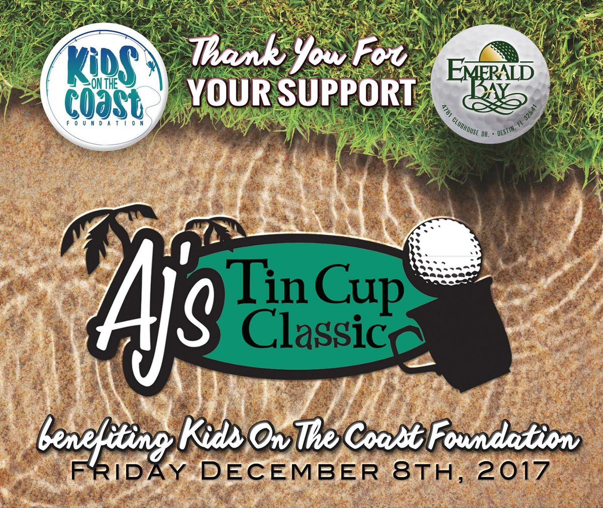 AJs_Destin's tweet photo. Join us NEXT Friday for our Tin Cup Classic benefiting the Kids on The Coast Foundation #AjsDestin https://t.co/EXm0ph2Gu1