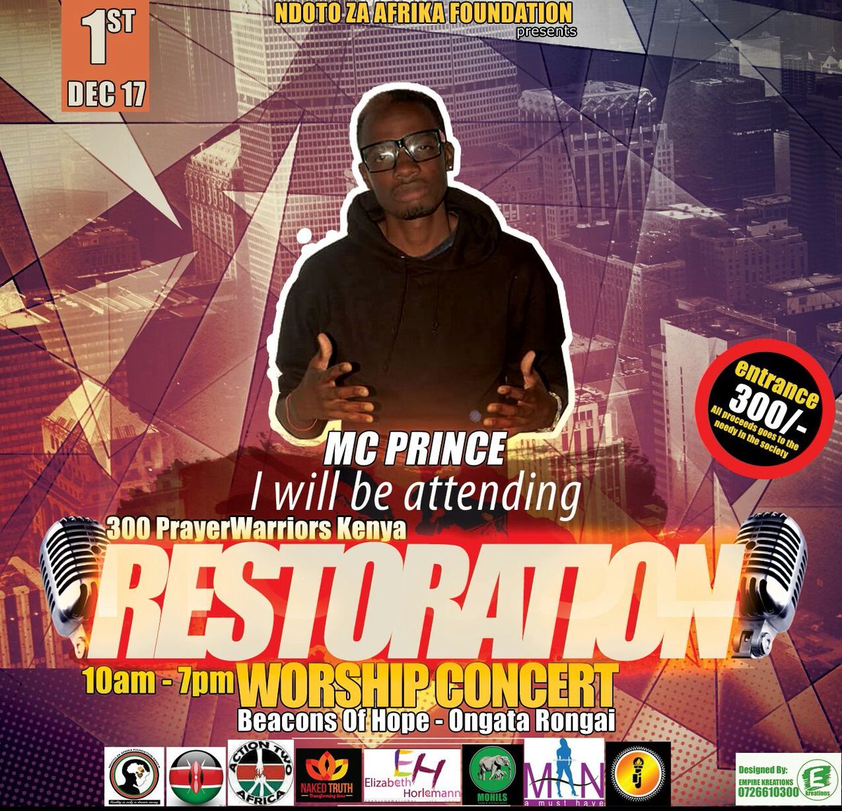 realmcprince's tweet photo. I will be attending #RestorationWorshipConcert so guys #TukutaneRonga https://t.co/5iLwDmRy9s