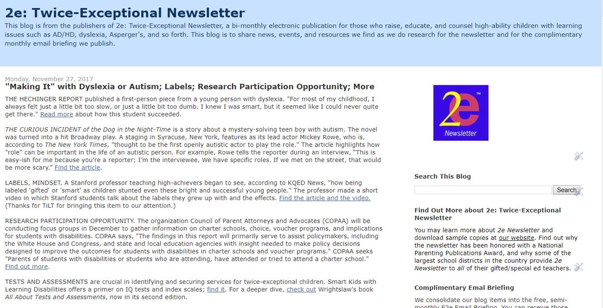 NEW BLOG ITEMS: "Making it" with dyslexia or ASD; events; labels; more. #2ekids goo.gl/iS5AED