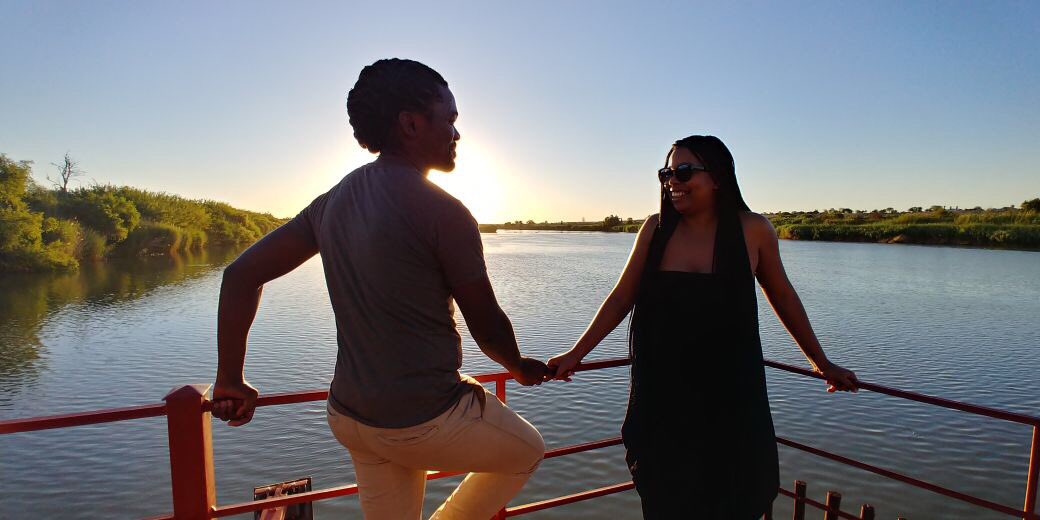 sboshmafu's tweet photo. Orange River magic. Sundowner cruise in Upington on the world-famous Sakkie se Arkie with  @capetalk’s @AfricaMelane #BMWXploreX3 https://t.co/4xfBO416bF