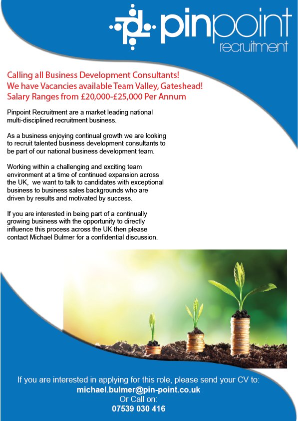 pinpointrecruit's tweet photo. BUSINESS DEVELOPMENT CONSULTANTS NEEDED - TEAM VALLEY- £25K

#gateshead #newcastle #teamvalley #sales #northeastjobs #vacancies #business #careers #jobs #PinPointRecruitment #middlesbrough #Monday #Mondaymotivation #TuesdayMotivation #Tuesday #TuesdayThoughts #job #career https://t.co/j2wOXKSXxZ