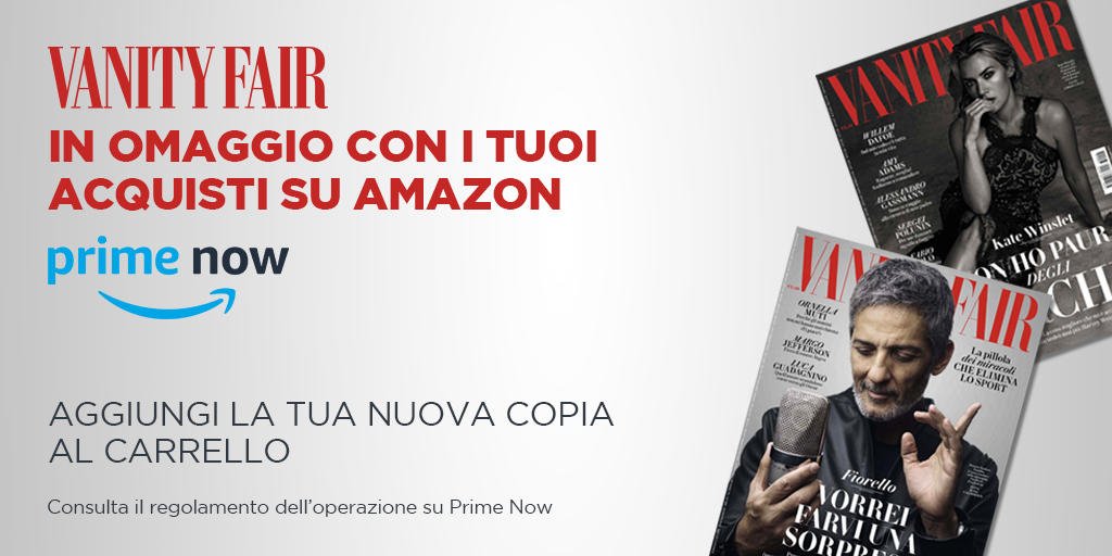 VanityFairIt's tweet photo. Lo sapevate che effettuando un acquisto su Amazon Prime Now fino al 9 gennaio potrete aggiungere GRATIS nel vostro carrello Vanity Fair? Scoprite tutti i dettagli qui! @AmazonIT https://t.co/StSPphssJ3 https://t.co/QouDKFFC9c