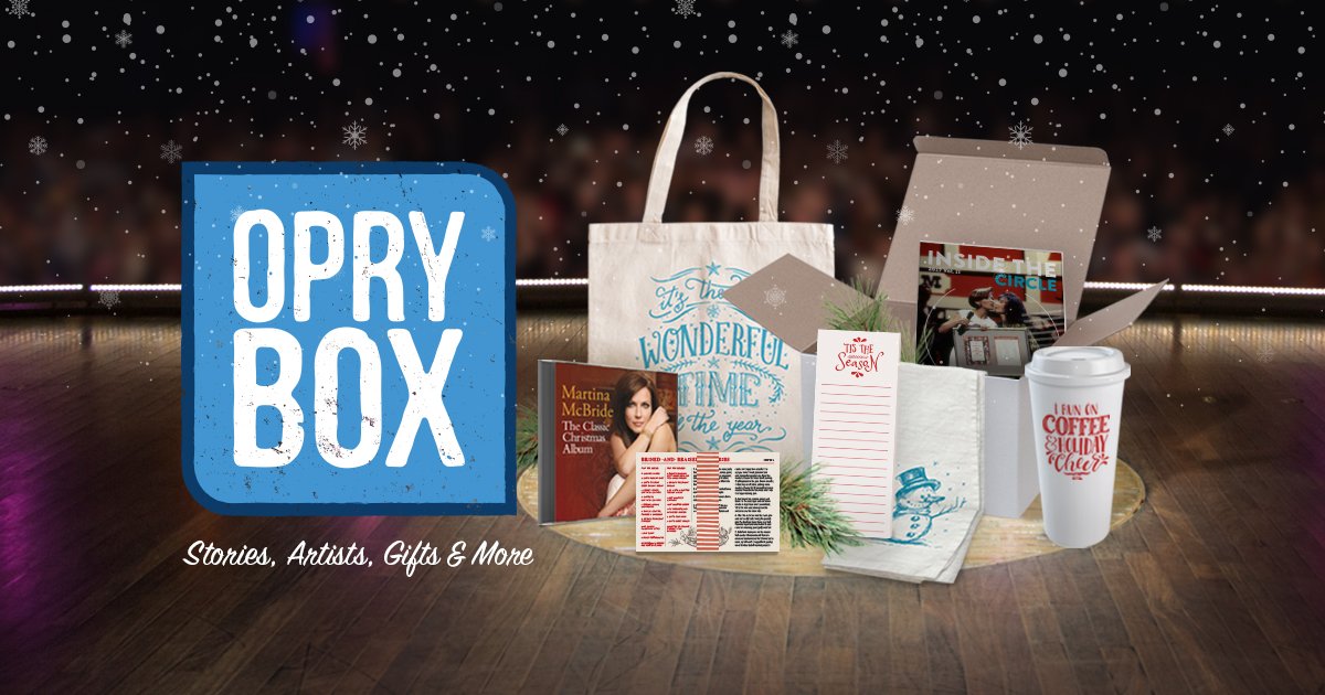 opry's tweet photo. #OpryBox is here to brighten your holiday season! Enjoy holiday recipes and music from #OpryMember @martinamcbride PLUS other amazing goodies! πβοΈ
Shop: https://t.co/8k1KcHZjJO https://t.co/q48gnk82gy