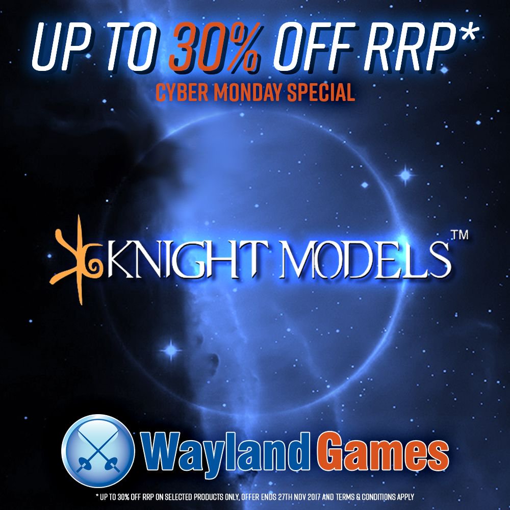 WaylandGames's tweet photo. Shop our Cyber Monday deals to get up to 30% off RRP* on #KnightModels products!

Shop NOW https://t.co/CSHGTWkT08

*while stocks last

#blackfriday #cybermonday #wargamer #wargames #miniatures #deals #miniaturepainter #dc #batman #batmanminiatures #dcminiatures https://t.co/orrnoBJTd8