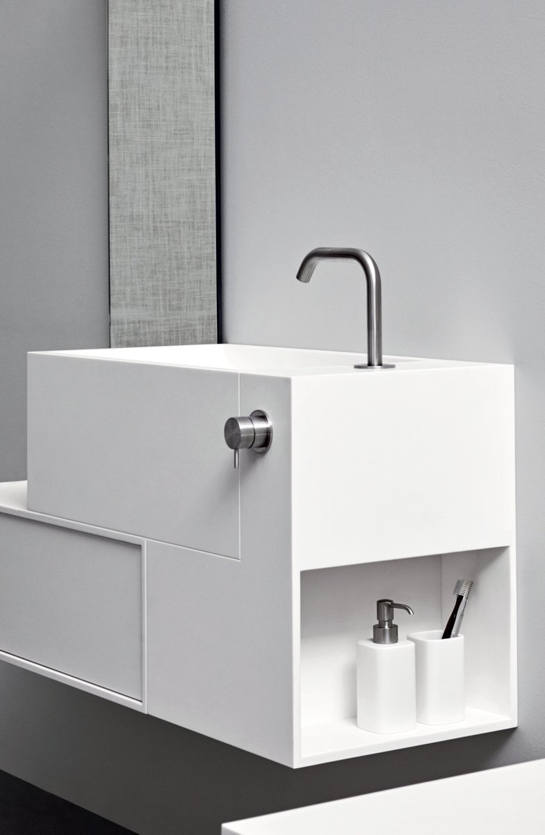 archiproducts's tweet photo. Included in #RexaDesign's Unico bathroom collection, Unico Argo washbasin in Corian® features an open element on the side working as a functional storage area: https://t.co/TXCQLePKsK https://t.co/AGAXt8MddI