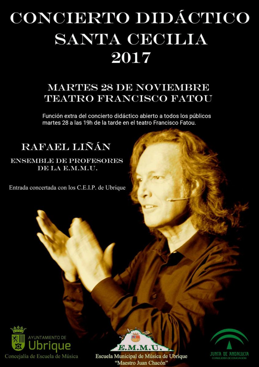 EMMUBRIQUE's tweet photo. Se comunica que el concierto didáctico que se realizará mañana día 28 para los colegios se hará también por la tarde a las 19h. para todos los públicos.
Podrán asistir todos los que lo deseen con entrada libre hasta completar aforo #Ubrique @aytoubrique @EMMUBRIQUE @ConoceUbrique https://t.co/FmHib0hRKE