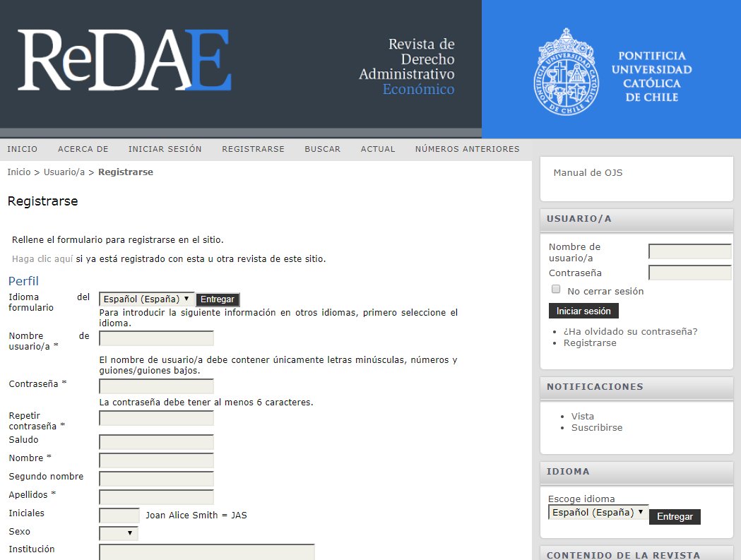 vergara_blanco's tweet image. ¡El sistema OJS de la #ReDAE está en marcha blanca! Para registrarse como autor, ir al siguiente link: goo.gl/o5wLGN marcando la opción "autor" al final del formulario.