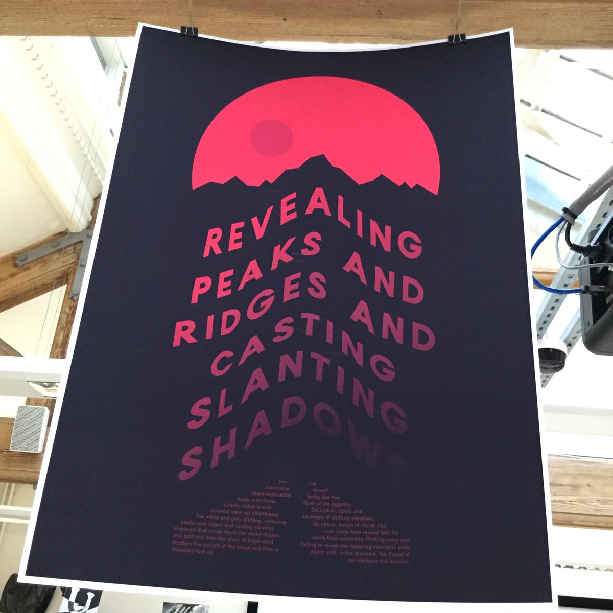 ntugraphics's tweet photo. Peaks and typographic rivers - why not break those type rules ? 
More type as image from year 2 Graphic Design !
#GraphicDesign #Ntuart  #PosterSchool #posterdesign #posteraday #posterart #exhibition #typography #type #typenoimage #typedesign #A2 #A2poster #inkjetprinting https://t.co/QHdGlDA27r