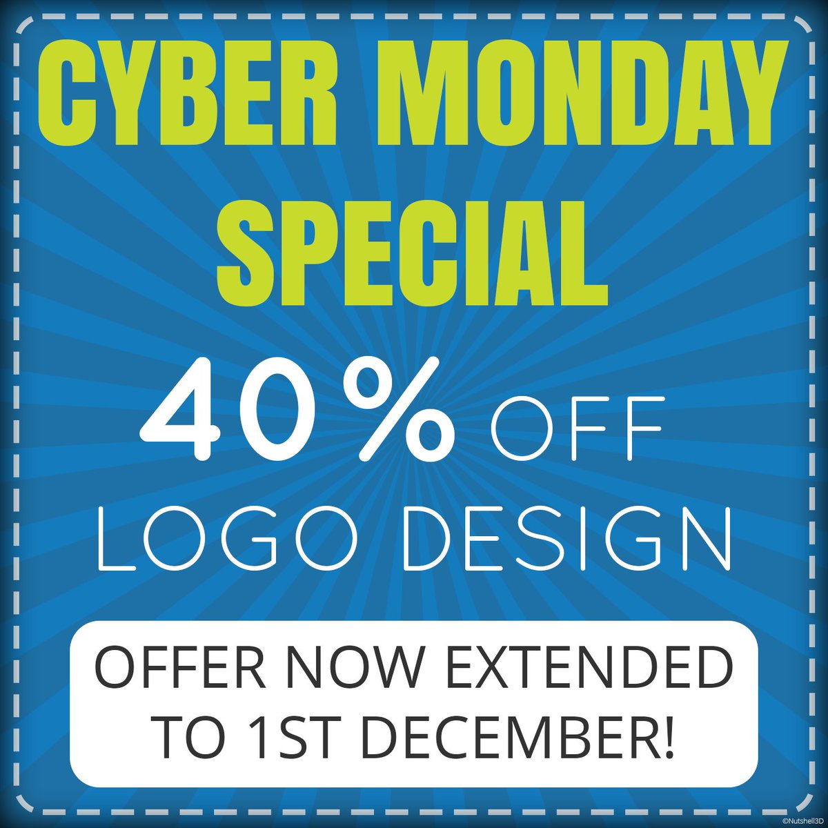 Nutshell3D's tweet image. Mondays are normally the worst day of the week, but not when you find out you have an extra 4 days to order yourself a brand spanking new logo at our discounted price!
Get in touch for more details.