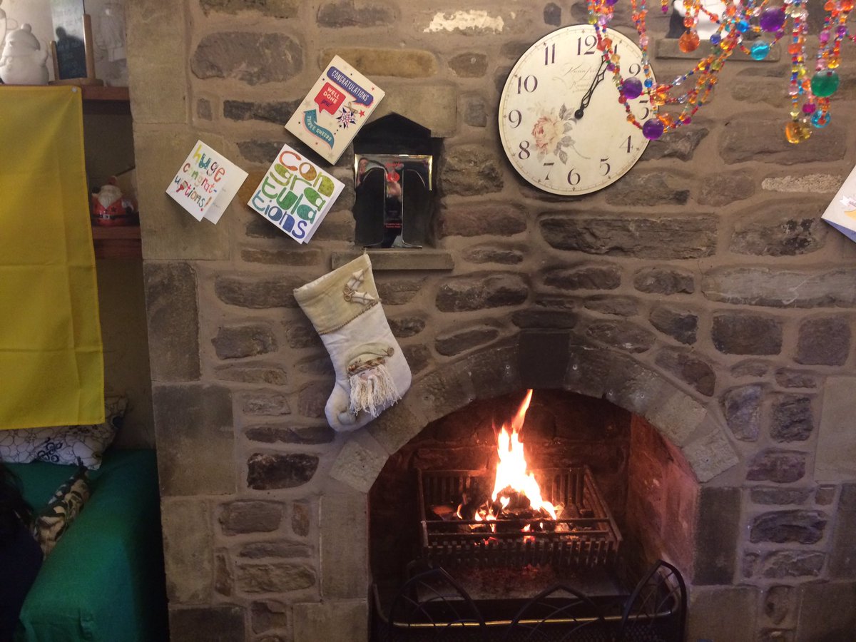 Gillylancs's tweet photo. A warm welcome with a real fire @PottersBarnRib chatting to Charlie Hutton about her #lta17 award plus more @MarketingLancs award winners throughout the afternoon #LancashireDay https://t.co/mZkC9xXmqq
