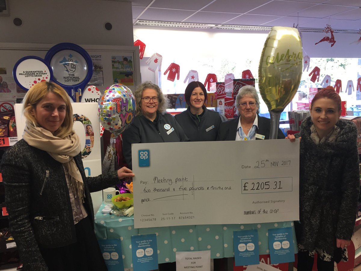 Thank you to @CoopGildersome for the huge amount raised for Meeting Point! It will make a huge difference!